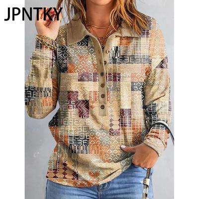 JPNTKY Damenmode Lässig Langarm POLO-Kragen Kapuzenpullover & Sweatshirts