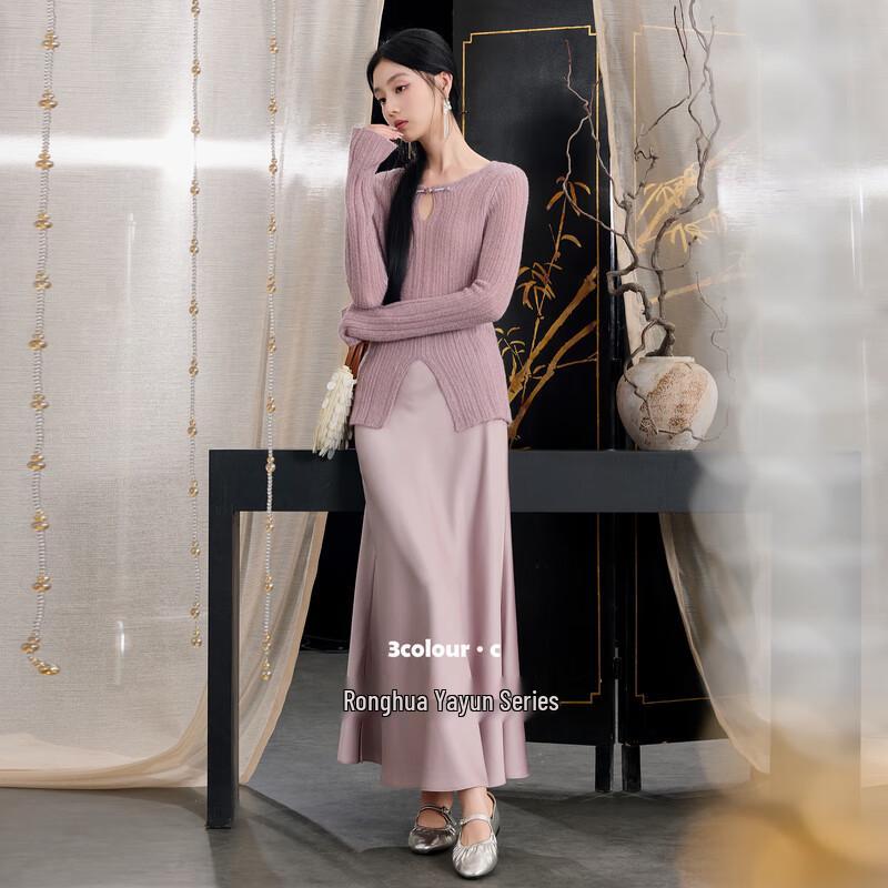 

Women s Slim-Fit Knit Sweater with Slit S 155/80A