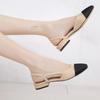 New Pointed Toe Sandals Fashion Low Square Heels Flat Shoes Korean Color Matching Party Ladies Shoes Chaussure Femme