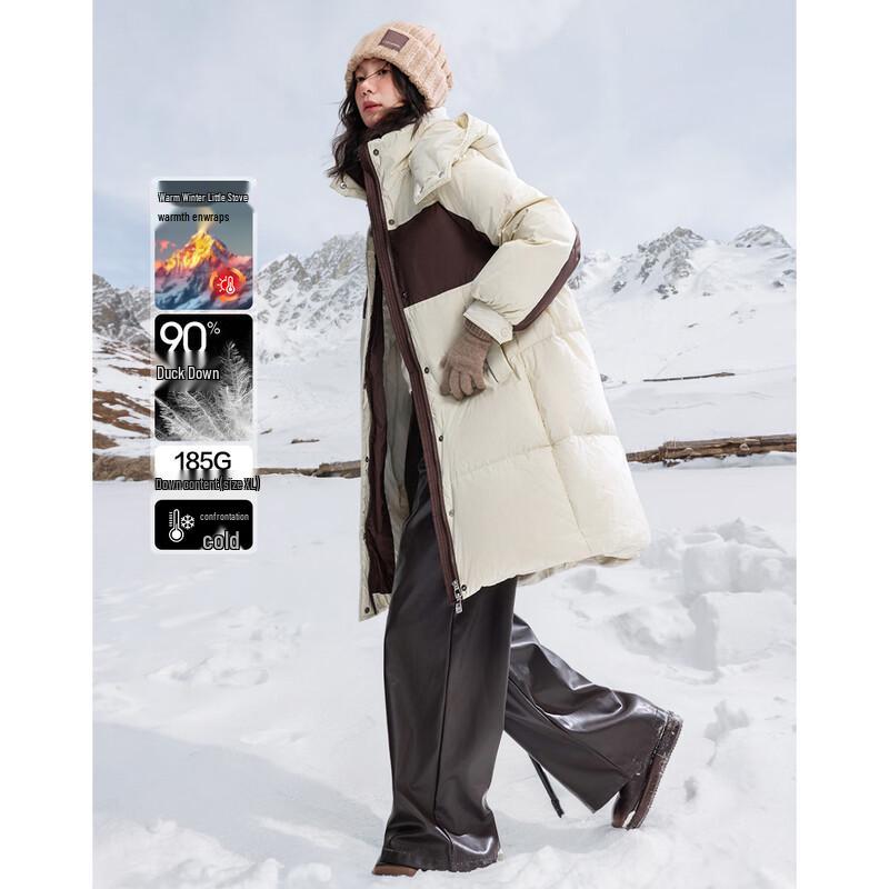 

Demana Women s Color Block Hooded Mid-Length Down Jacket S