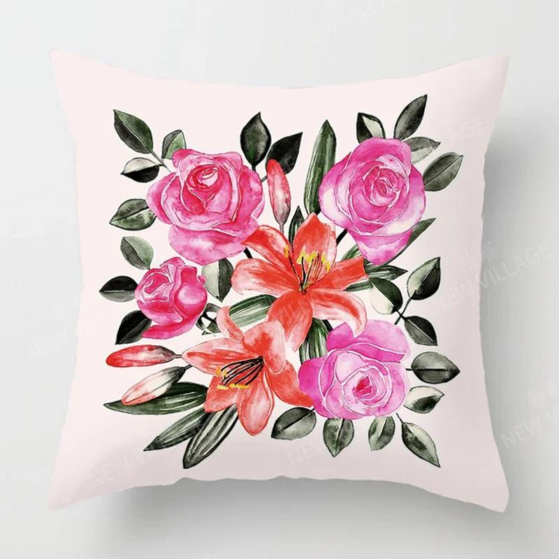 Nordic Fall Home Decor Autumn Throw Pillow Case Sofa Cushion Cover Modern  Plant Green Leaf
