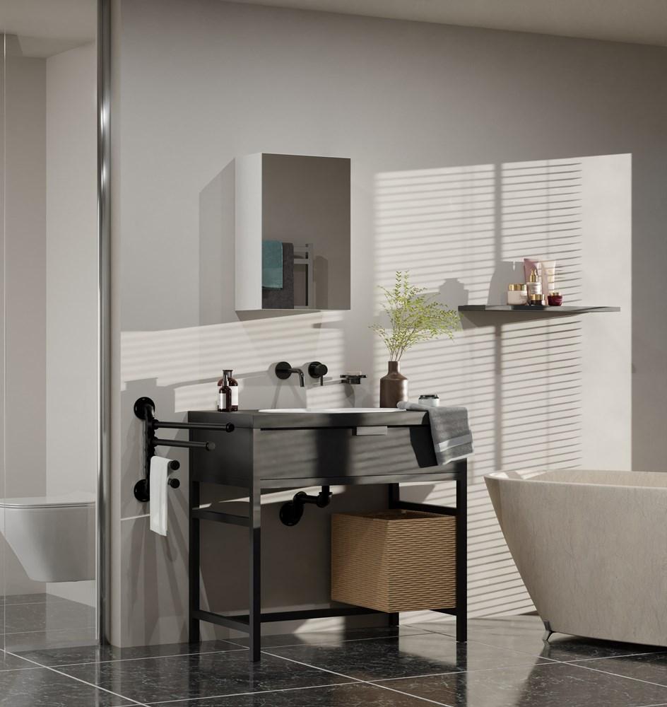 Pola Bathroom Cabinet 1 Door Mirror White