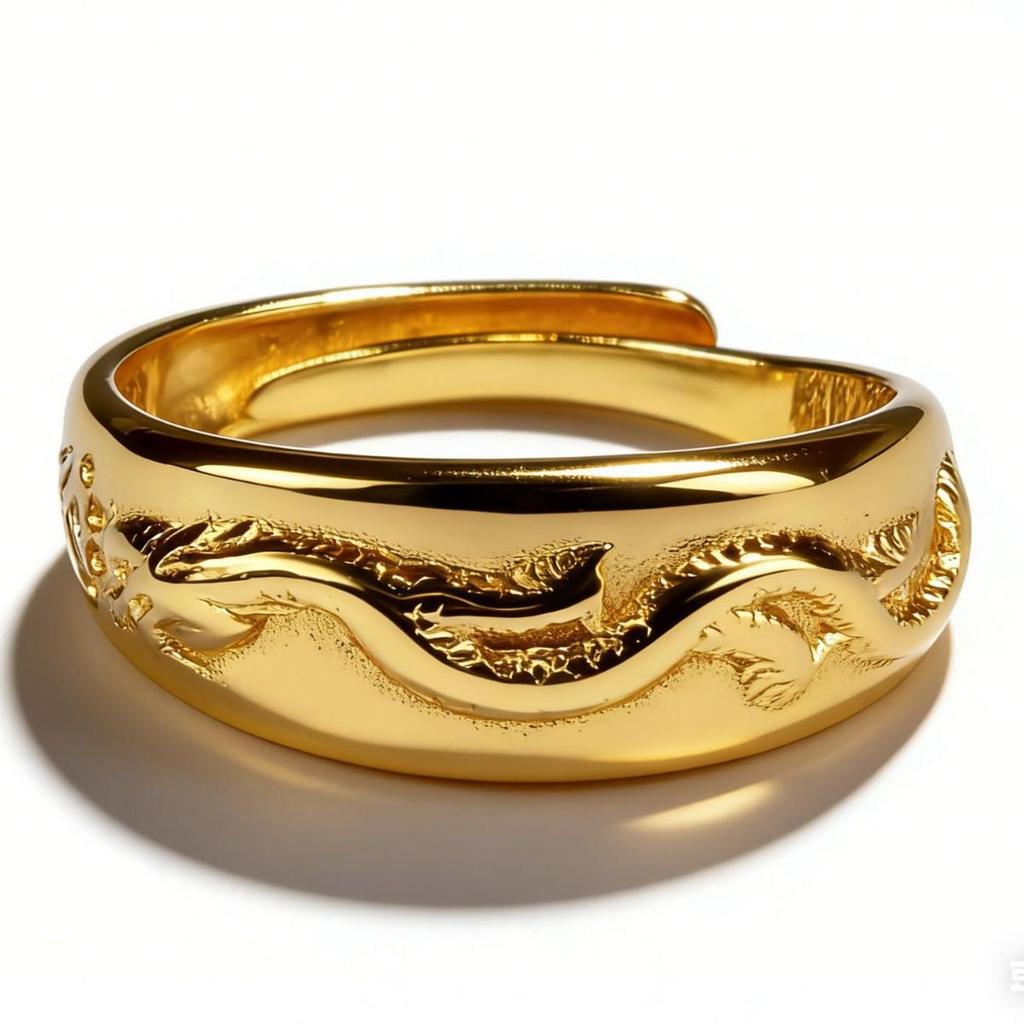 Classic Vietnamese Sand Gold Fire-Baked Non-Tarnishing Wedding Ring - Versatile and Fashionable