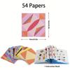 Colorful Origami Set Including 54 Sheet Double-Sided Origami And Instruction Booklet Suitable for DIY Art And Craft Holiday Gift