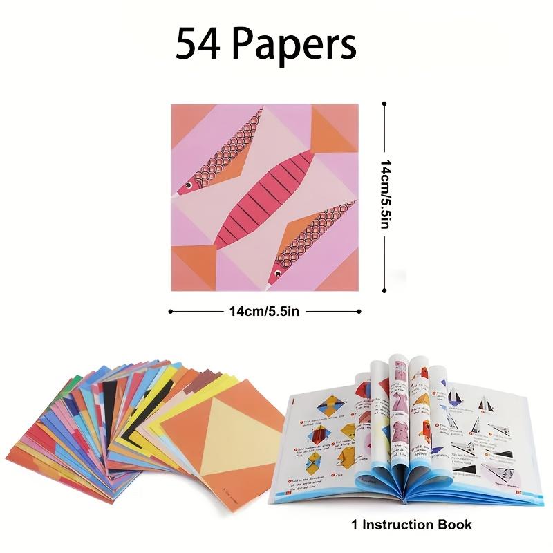 Colorful Origami Set Including 54 Sheet Double-Sided Origami And Instruction Booklet Suitable for DIY Art And Craft Holiday Gift