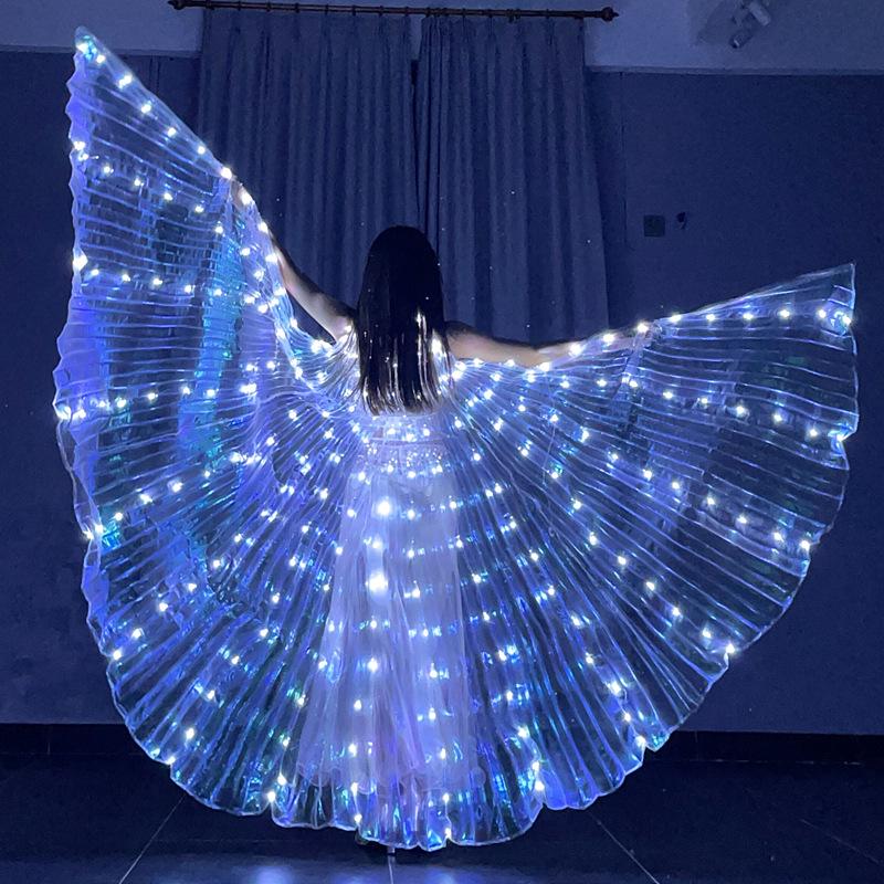 Elf LED Luminous Butterfly Wings Costume - Gold Fluorescent Cloak for Kids & Adults, Perfect for Stage Performances