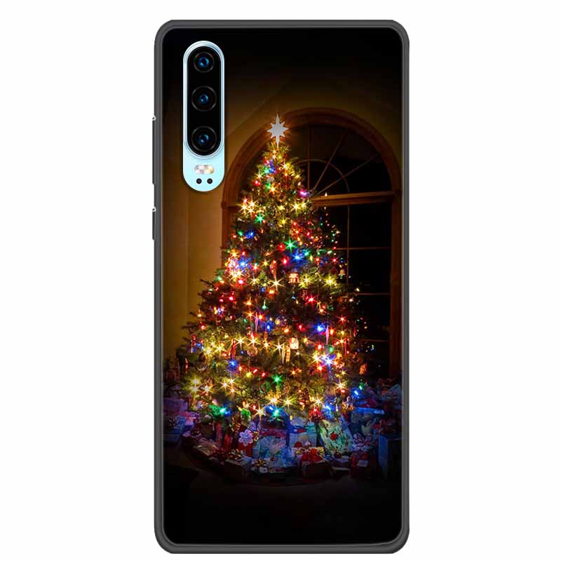 Christmas Phone Cases For Huawei P30 Pro P30 lite Case Black Silicone TPU Soft Cover For Huawei P30 Pro Santa Claus Bumper Funda