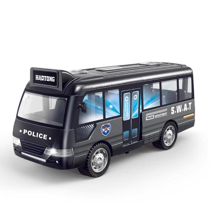 Children's Light & Sound Inertial Bus Toy with Opening Doors and Music