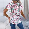 Frauen Frühling Sommer Lose Rüschen Spitze Up Chiffon Top Für Damen O Neck Fliegende Ärmel Floral Blusen