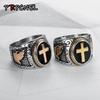 Hot Sale Men's Rose Gold Silver Color 316L Stainless Steel Christian Holy Cross Ring Hand of God