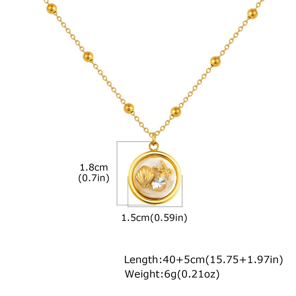 Summer Bohe Starfish Shell Conch Charms Pendant Neccklace for Women, 18k PVD Gold Plated Stainless Steel Beach Holiday Gift