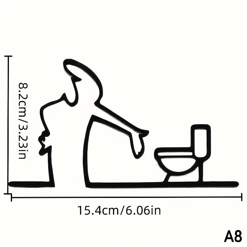 

Minimalist Line Metal Bathroom Sign Ornament Toilet Symbol Shower Figure Door Art Sign Home Wall Art Decoration Humorous Design A8