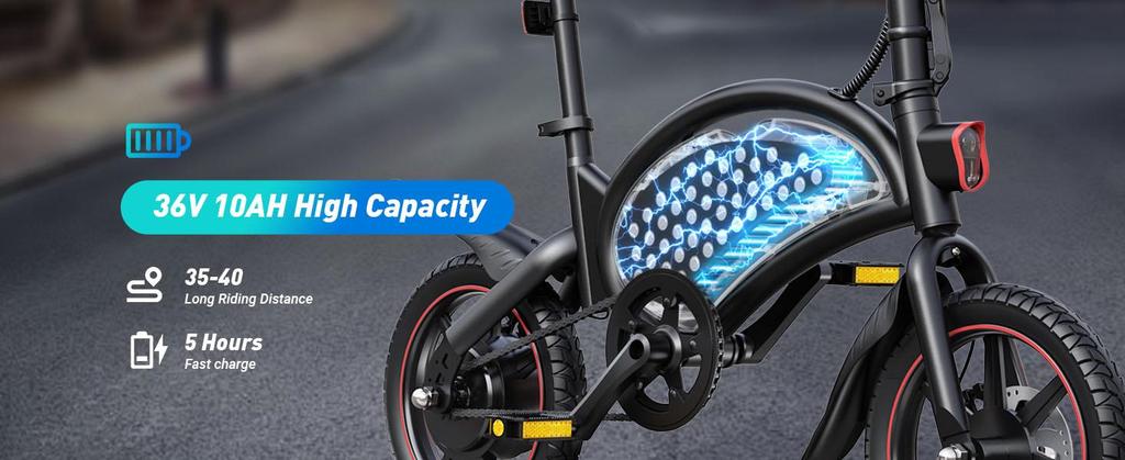 DYU D3F Folding Electric Bike - 36V 250W, 50km Range, 120kg Load, 25km/h Speed, Disc Brakes