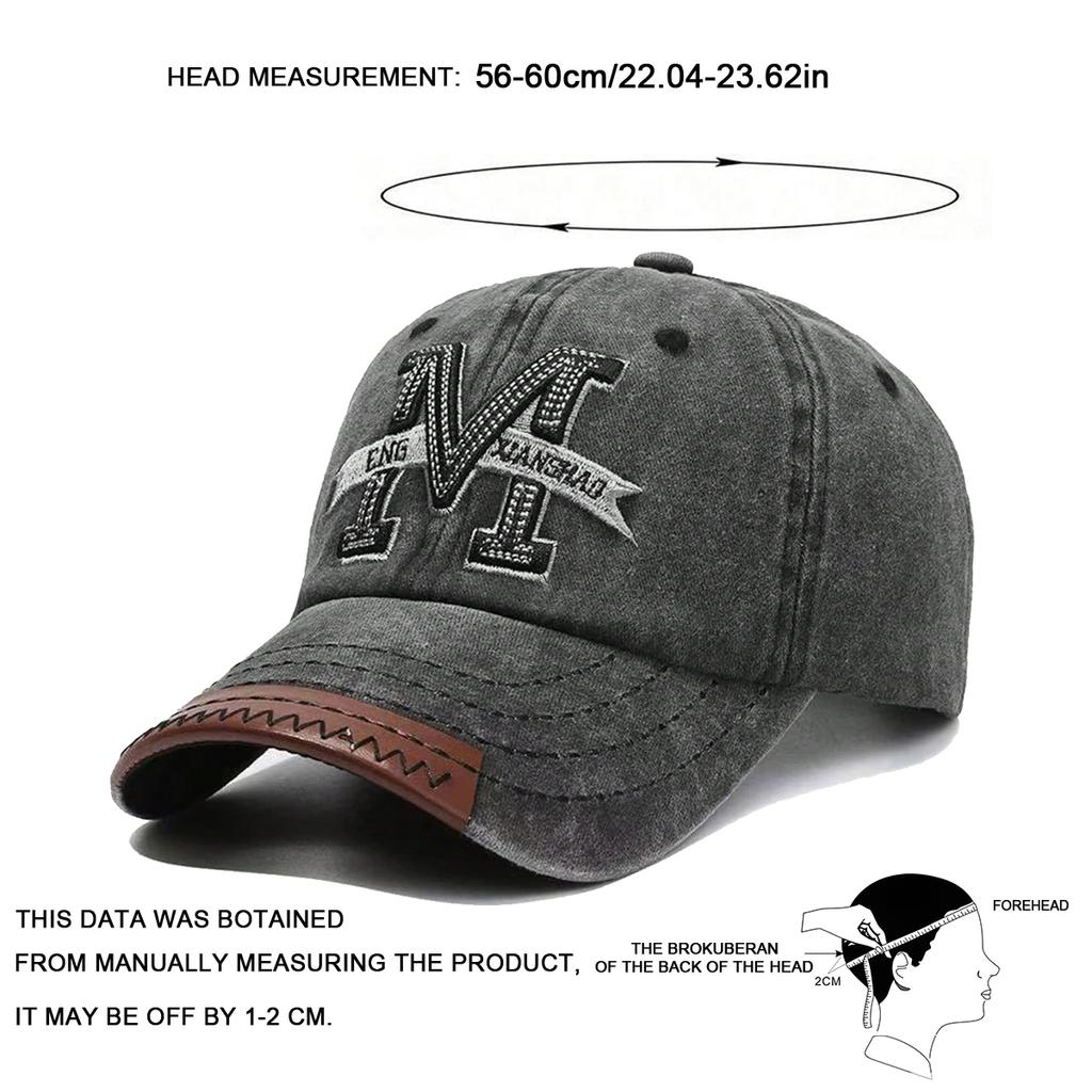 Unisex M Buchstabenstickerei Waschen Baseballkappen Frühling Herbst Outdoor Sonnenschutzmütze Verstellbar Lässig Trucker-Kappen