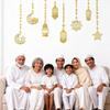 8 Pieces Ramadan Decoration, Eid Mubarak Gold Garland Pendant Decor Set, Ramadan Islam Living Room Garland Window Wall Hanging Decorations