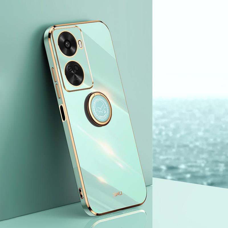 

XINLI For Huawei nova 11 SE/nova 12 SE 4G Phone Case Electroplating Gold Edge Cover with Kickstand Cyan