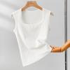 Wide Shoulder Strap White Suspender Vest for Women In Summer Pure Cotton Inner Wear for Secondary Breasts, Large-size Four-season Beautiful Back Top