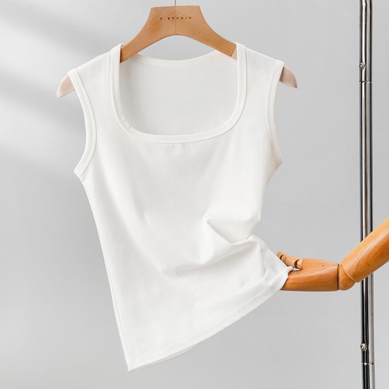 Wide Shoulder Strap White Suspender Vest for Women In Summer Pure Cotton Inner Wear for Secondary Breasts, Large-size Four-season Beautiful Back Top