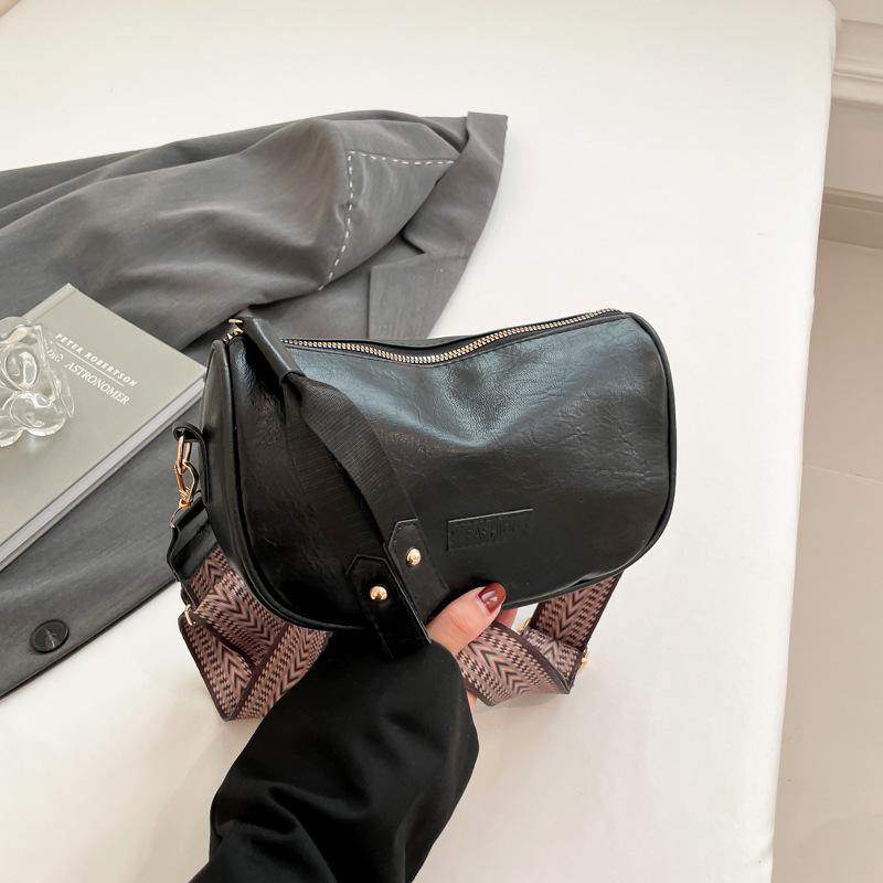 

2025 весна женская сумка премиум класса ретро дизайн однотонная сумка через плечо универсальная сумка чёрный