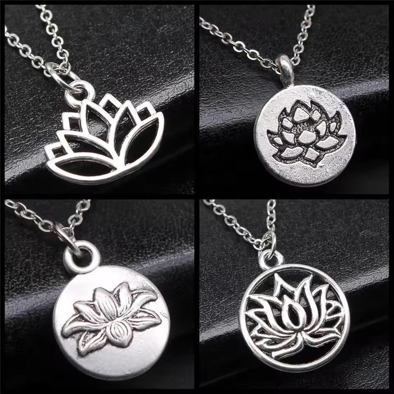 Vintage Lotus Necklace Yoga Pendant Bohemian Spiritual Jewelry Birthday Gift for Women Meditation Jewelry