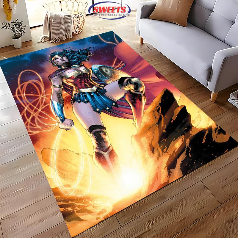 New Shelves! Classic DC Wonder Woman Carpet, Living Room Bedroom Office Children's Room of Choice, Non-slip Machine Washable Mat