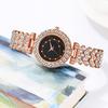 Luxury Women Bracelet Watch Round Dial Quartz Analog Watch Sparkling Rhinestone Elegant Wristwatch for Daily Wear Party Office
