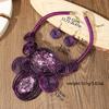 New Design Trendy Crystal Gem Aluminum Wire Handmade Woven Statement Necklace And Earring Set For Women's Banquet Accessories