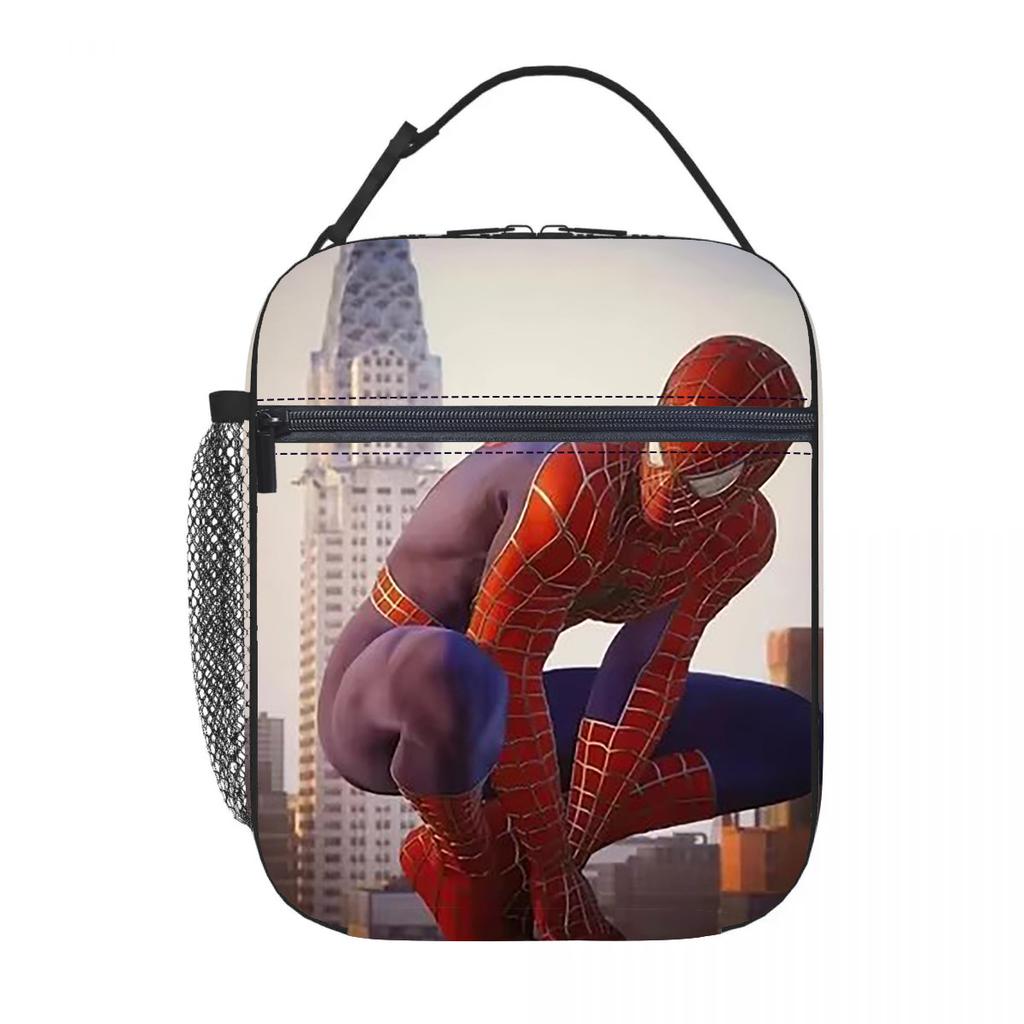 Spider-Man Cartoon Anime Lunch Bento Bag Children'S Fully Printed 3D Digital Insulation Bag Portable Outdoor Picnic Bag