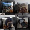 Funny Dog Cushion Cover Natural Linen Organic Fabric DoubleSided Printing Sofa Home Decor Gift Pillow Case