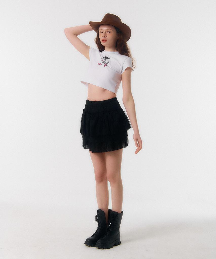Kkuape Lace Cancan Mini Skirt_Black