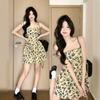 French Suspender Yellow Floral Dress Children's Summer New Small Temperament Waist Spice Girl Short Skirt
