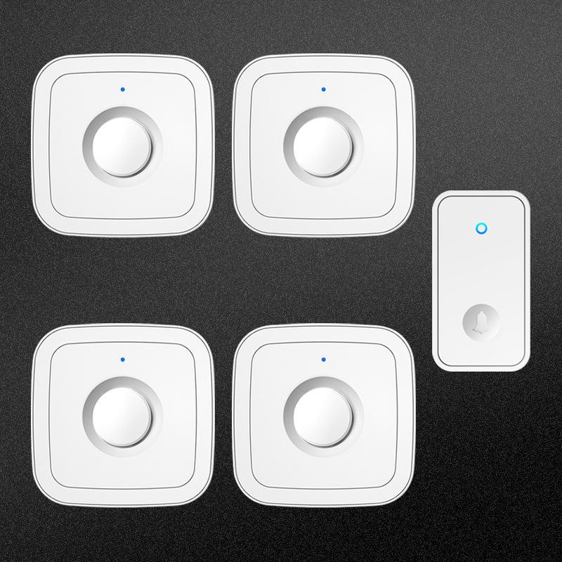 Wireless Battery-Free Doorbell: Long-Range, 1 Transmitter To 4 Receivers, Waterproof, Includes Elderly Call Button.
