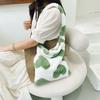 Female Fluffy Plush Heart Pattern Handbag Large Shoulder Bag (Green)
