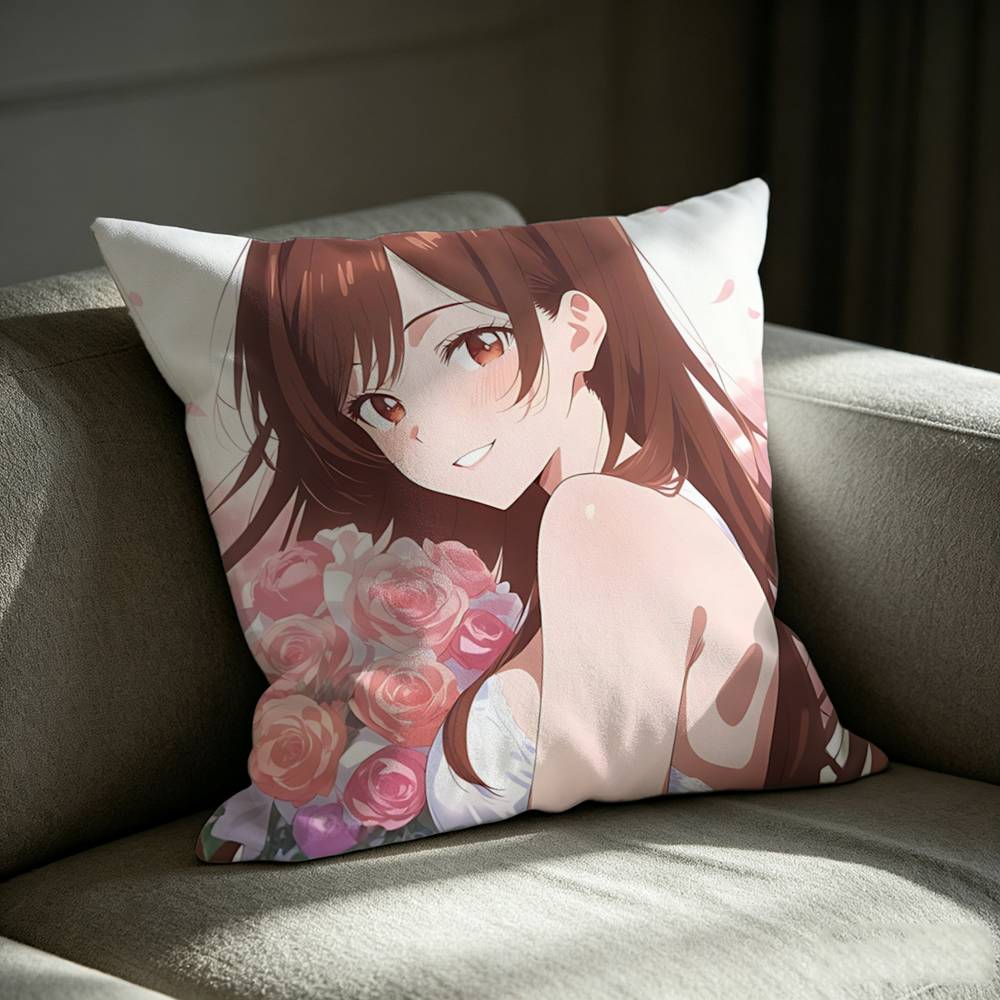 C-Chizuru M-Mizuhara Anime Rent-A-G-Girlfriend Square Sofa Pillow Cover Solid Color Living Room Home Decor Cushion Case