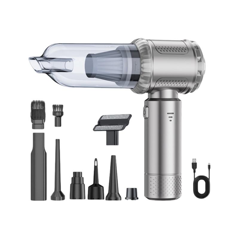 Quiet Handheld Auto Vacuum 6000mAh Battery 35 Minutes Runtime 8 Multiple Surfaces Attachments for Home Camping Cleaning