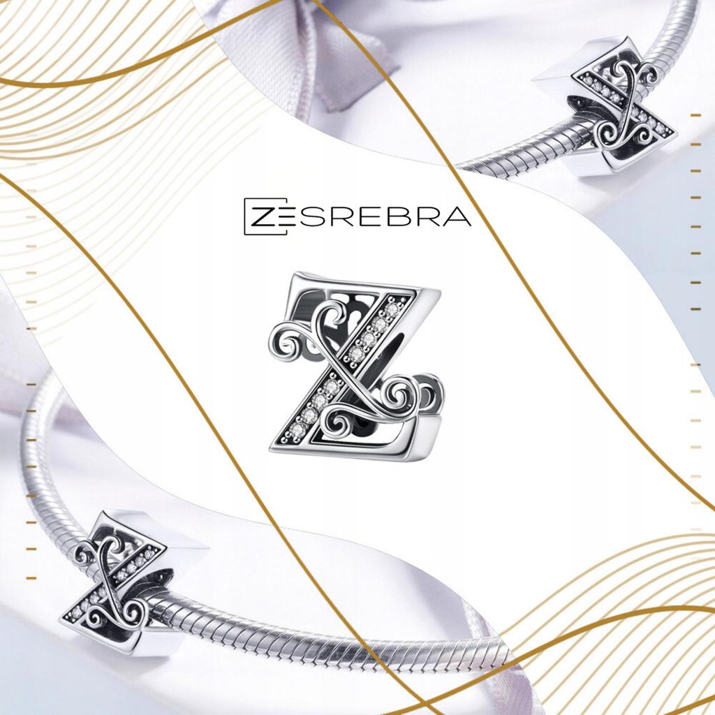 Charms Letter Z 925 Pendant Bead S925 Zircons Twigs Letter