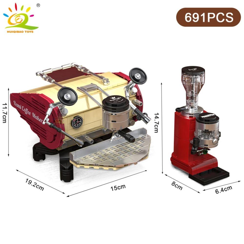 HUIQIBAO MOC Model kávovaru Stavebnice Ozdoby Město Stavební kostky Sada Dětské hračky Pro děti Hra s přáteli Dárek