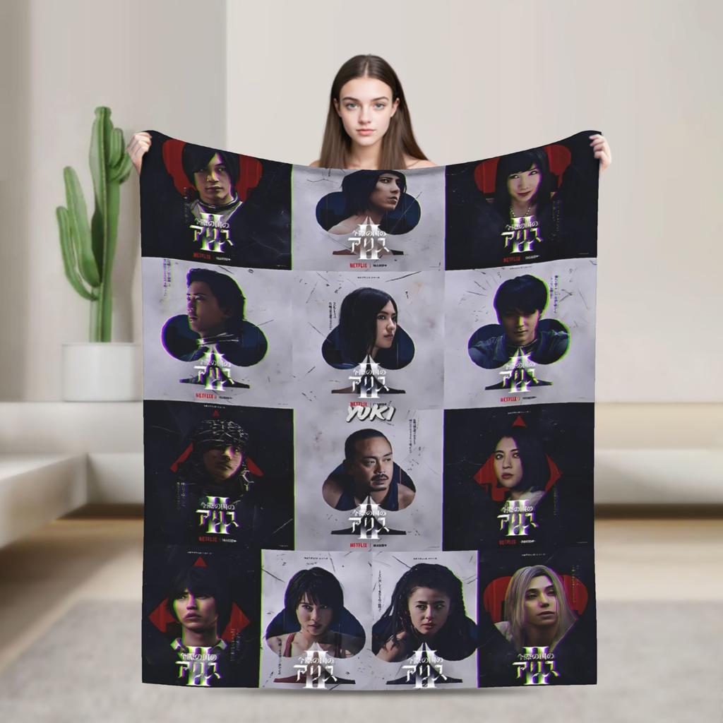 Soft Warm Blanket Travel Office Nijiro Murakami Alice In Borderland 3 Throw Blanket Flannel Bedspread For Bedroom Sofa Bed Cover