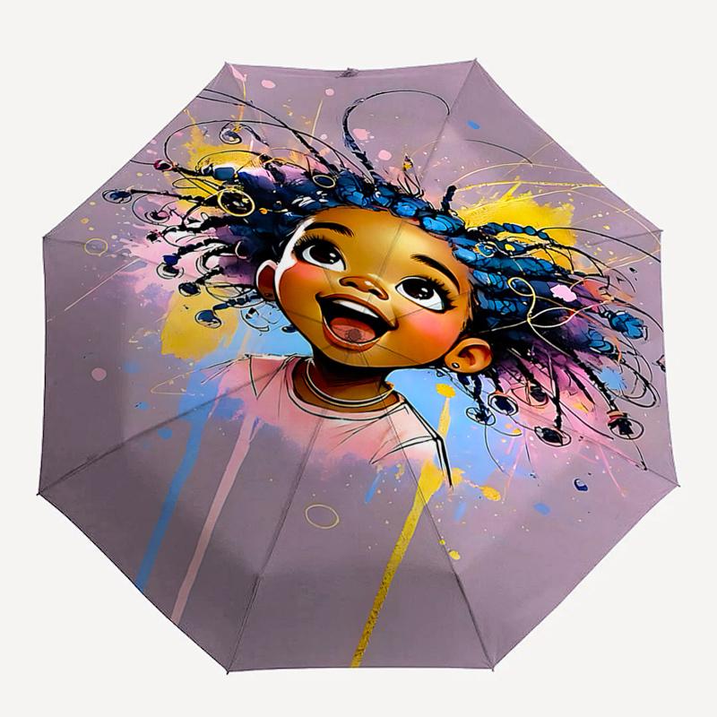 Black Princess Automatic Opening/Closing Umbrella with Foldable Design and Iron Frame - Perfect for Outdoor Use, Festive Gifts, Travel, Dail