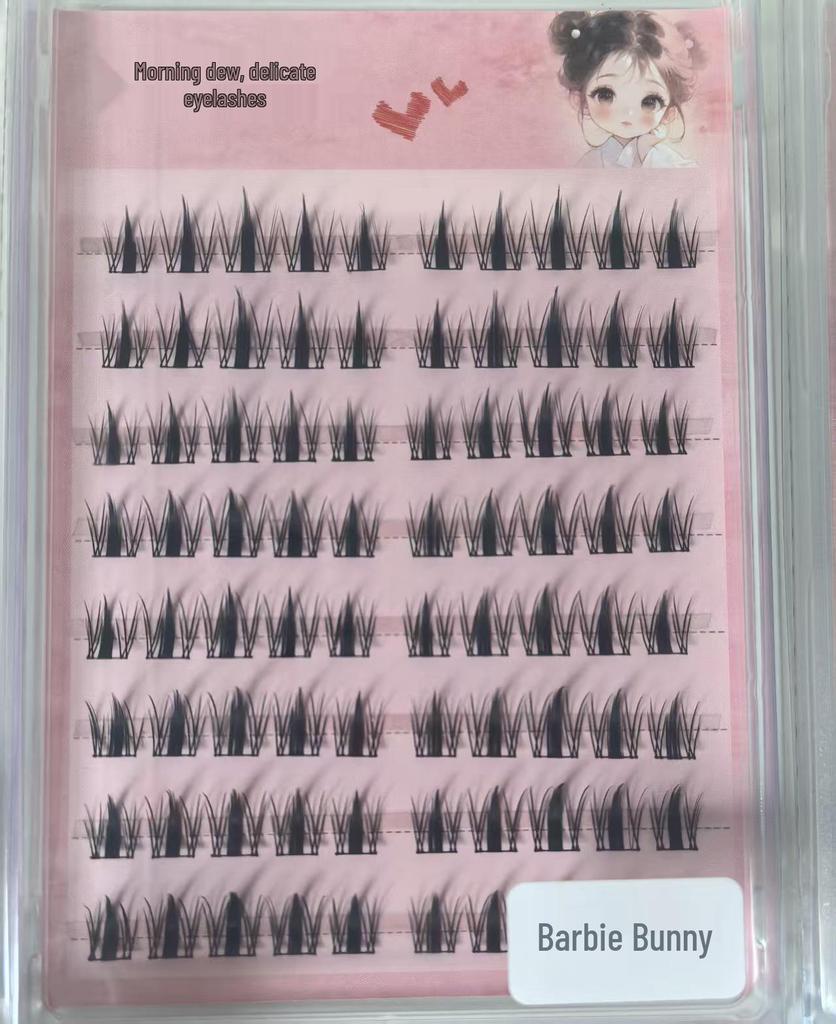 Self-Adhesive Glue-Free Fishtail Sunflower False Eyelashes - Natural Single Cluster Segmented Eyelashes for Beginners