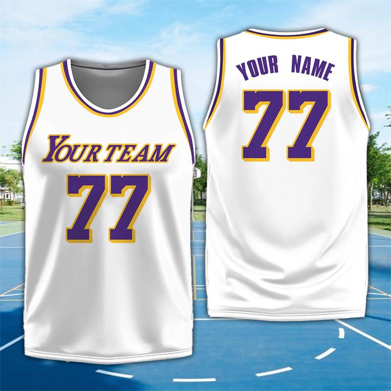 Simple Fashion Striped Basketball Jersey Summer Casual Custom Name Team Name Crew Neck 3D Printed Tank Top Loose Breathable Vest