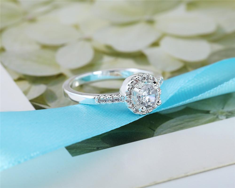 Copper Color Open Ring For Women Inlaid Shiny Stone Adjustable Size Circular Zircon Engagement Wedding Trendy Jewelry For Bridal