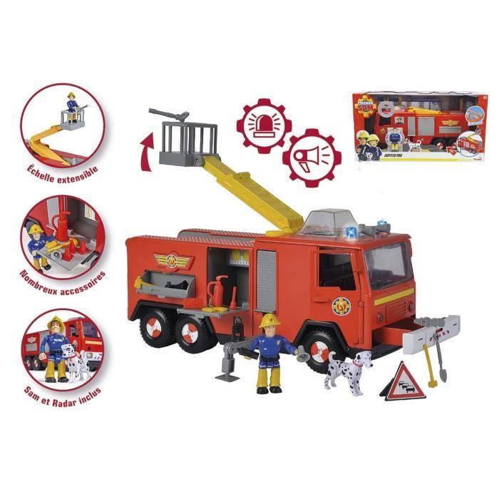 Jupiter Fire Truck Sam the Fireman - Sam and Radar Figures Included - Sound and Light Functions