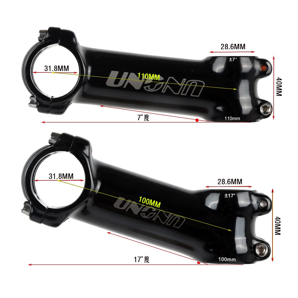 7x17 Bicycle 35° 31.8mm Stem, Glossy, Ultra-Lightweight, 60/70/80/90/100/110/120/130mm (110mm, 35°)