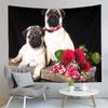Pug Dog Tapestry Cute Black Animals Tapestry Autumn Fallen Leaves Tapestry Home Living Room Bedroom Wall Modern Art Tapestries