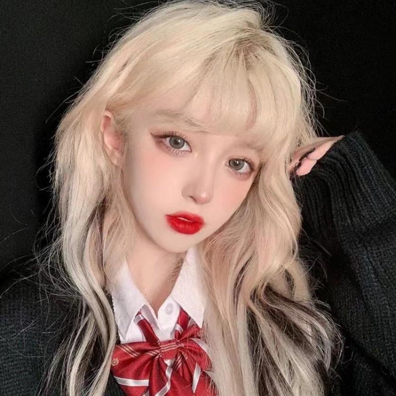 Japan South Korea Fashionable Natural Realistic High-temperature Silk Chemical Fiber Full Head Wig