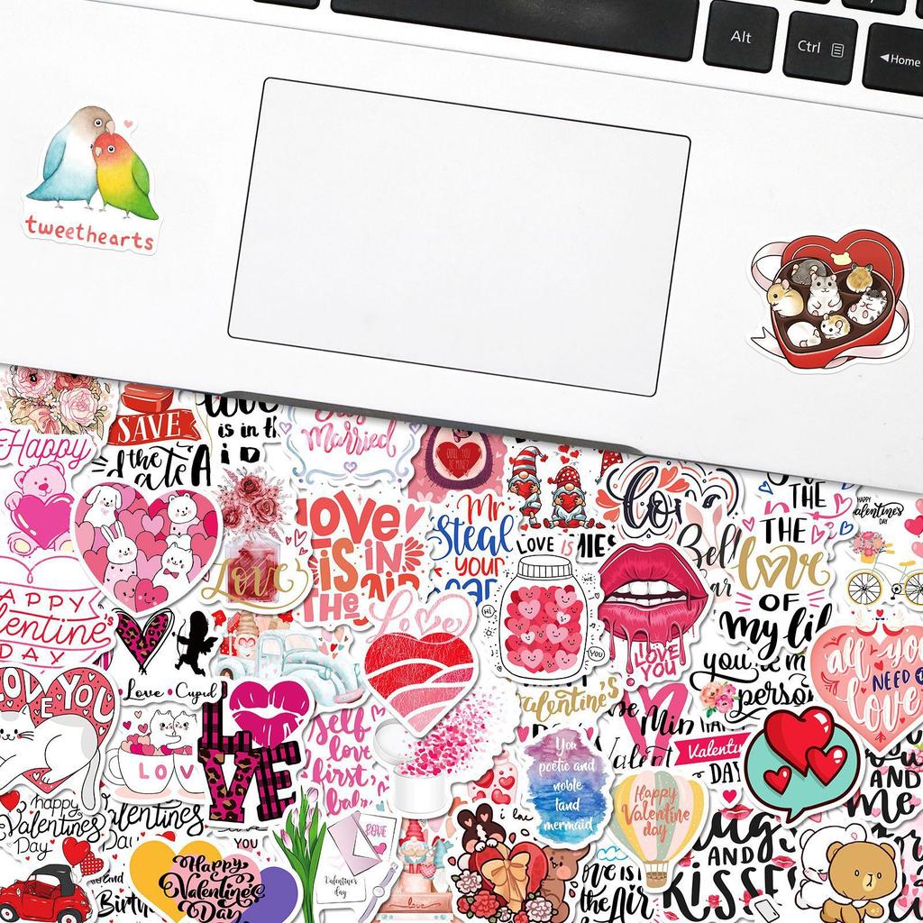 50 PCS Valentine Romantic Stickers - Cute Love Decals for Suitcase, Notebook, DIY Crafts