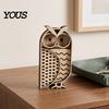 Vintage Style Animal Wood Carvings Multi Layer Wooden Owl Figurine, 3D Layered Crafts, Creative Modern Minimalist Home Accents Carving Ornaments