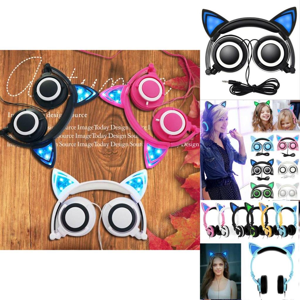 Lade-LED-Gaming-Kopfhörer mit Mikrofon, Katzenohren-Serie, für Teenager und E-Sport-Enthusiasten