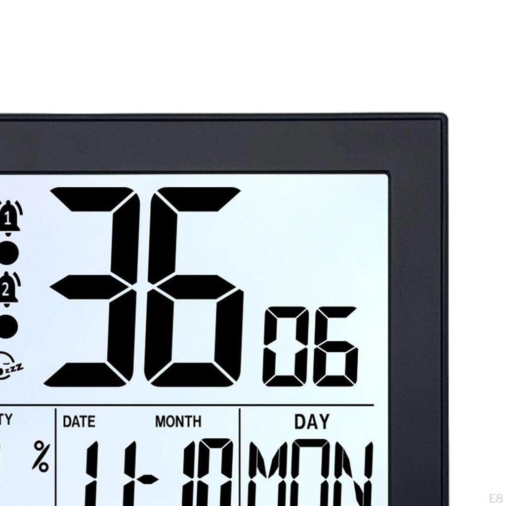 Digital Alarm Clock Bedside Table Timepiece Large Display Versatile Night Light Double Alarms Desk